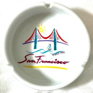 San Francisco Ashtray Ceramic California Golden Gate Bridge 1990s Vintage 4”